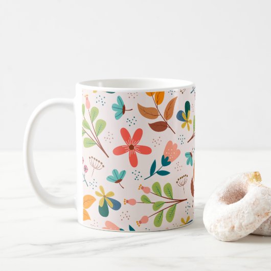 Mooi Floral Pattern Koffiemok (Met donut)