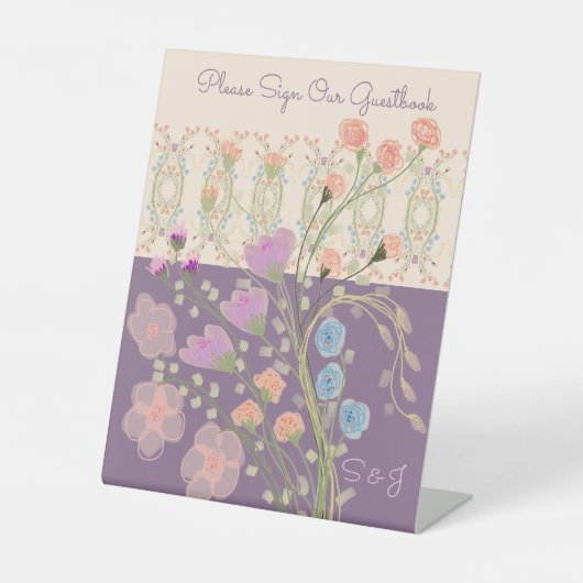 Mooi Floral Patterned Reclamebord Met Voetstuk (Voorkant)