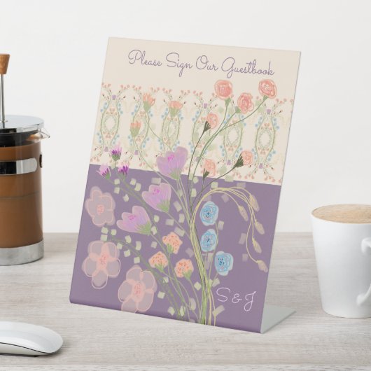 Mooi Floral Patterned Reclamebord Met Voetstuk (Insitu)