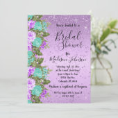 Mooi Floral Vrijgezellenfeest - Paars en Blauwgroe Kaart (Staand voorkant)