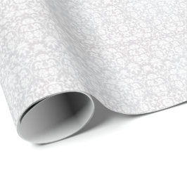 Mooi Floral White Damask-ontwerp Cadeaupapier