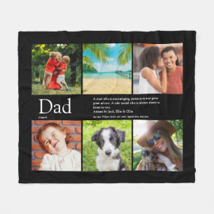 Mooi fotocollage voor vader met 6 foto's fleece deken