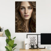 Mooi Fotorealistisch Vrouwenportret AI Generat Poster (Thuiskantoor)