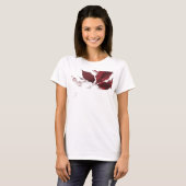 Mooi & Fraai Rood Abstract Bladeren Mode Kunst T-shirt (Voorkant volledig)