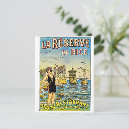 Mooi, Frankrijk, vrouw in een zwempak op het stran Briefkaart (Staand voorkant)