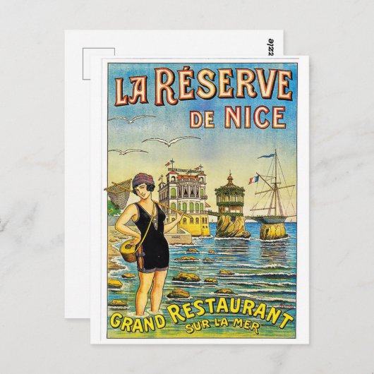 Mooi, Frankrijk, vrouw in een zwempak op het stran Briefkaart (Voorkant / Achterkant)