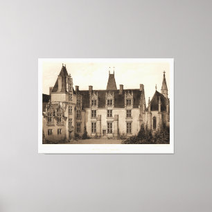 Mooi Frans Chateau in Sepia Tones Canvas Afdruk