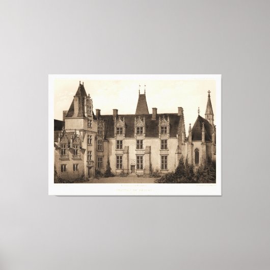 Mooi Frans Chateau in Sepia Tones Canvas Afdruk (Voorkant)