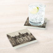 Mooi Frans Chateau in Sepia Tones Glazen Onderzetter (Schuin)