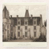 Mooi Frans Chateau in Sepia Tones Glazen Onderzetter (Voorkant)
