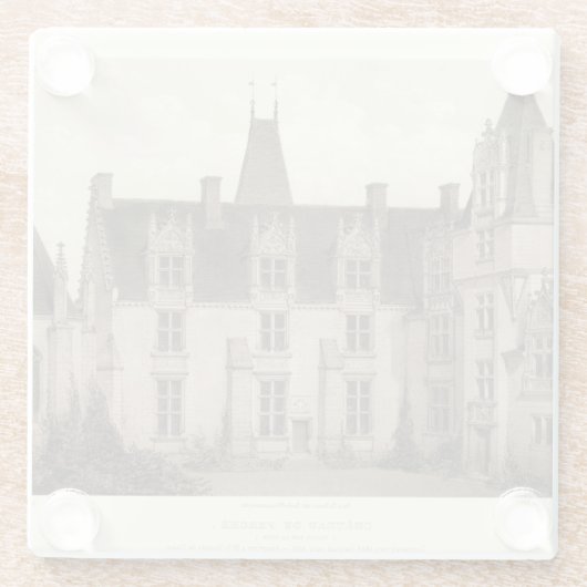 Mooi Frans Chateau in Sepia Tones Glazen Onderzetter (Achterkant)