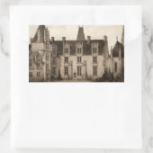 Mooi Frans Chateau in Sepia Tones Rechthoekige Sticker (Tas)