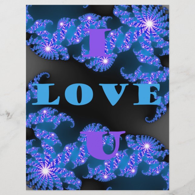 Mooi Galactisch Blauw Liefde Tekst Patroon Ontwerp (Voorkant)