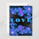 Mooi Galactisch Blauw Liefde Tekst Patroon Ontwerp Briefkaart (Voorkant / Achterkant)