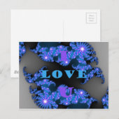 Mooi Galactisch Blauw Liefde Tekst Patroon Ontwerp Briefkaart (Voorkant / Achterkant)