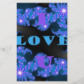 Mooi Galactisch Blauw Liefde Tekst Patroon Ontwerp Briefpapier (Voorkant)