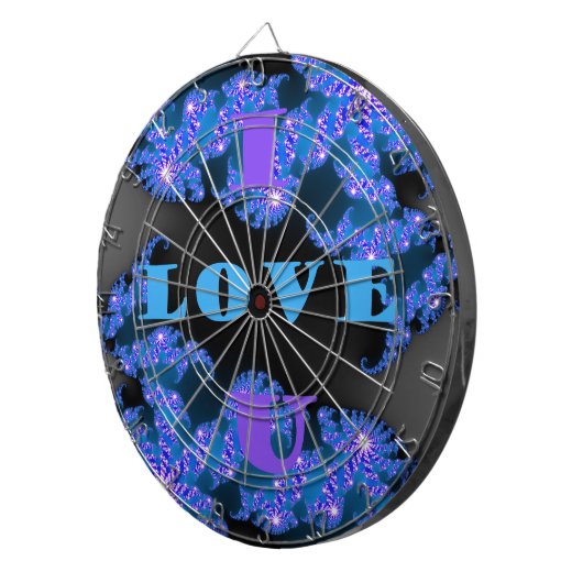 Mooi Galactisch Blauw Liefde Tekst Patroon Ontwerp Dartbord (Voorkant Rechts)