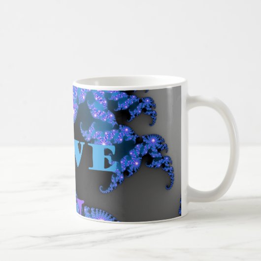 Mooi Galactisch Blauw Liefde Tekst Patroon Ontwerp Koffiemok (Rechts)