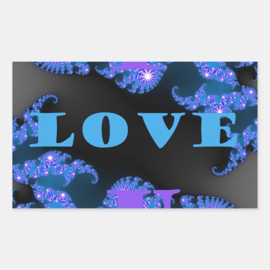 Mooi Galactisch Blauw Liefde Tekst Patroon Ontwerp Rechthoekige Sticker (Voorkant)