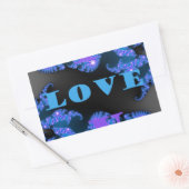 Mooi Galactisch Blauw Liefde Tekst Patroon Ontwerp Rechthoekige Sticker (Envelop)