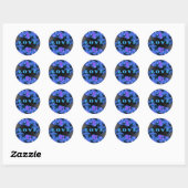 Mooi Galactisch Blauw Liefde Tekst Patroon Ontwerp Ronde Sticker (Vel)