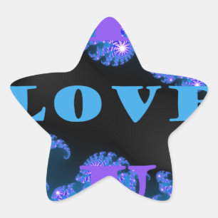 Mooi Galactisch Blauw Liefde Tekst Patroon Ontwerp Ster Sticker
