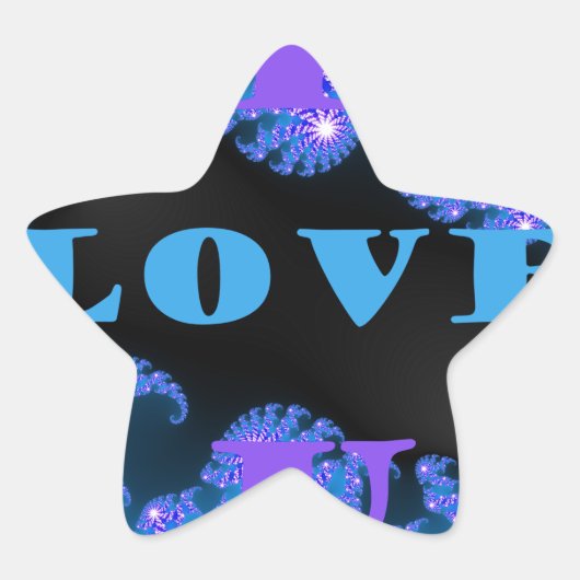 Mooi Galactisch Blauw Liefde Tekst Patroon Ontwerp Ster Sticker (Voorkant)