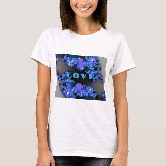 Mooi Galactisch Blauw Liefde Tekst Patroon Ontwerp T-shirt (Voorkant)