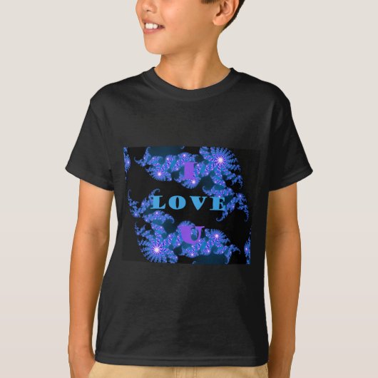 Mooi Galactisch Blauw Liefde Tekst Patroon Ontwerp T-shirt (Voorkant)