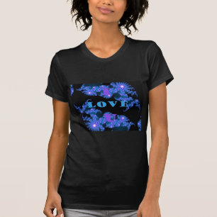 Mooi Galactisch Blauw Liefde Tekst Patroon Ontwerp T-shirt