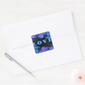Mooi Galactisch Blauw Liefde Tekst Patroon Ontwerp Vierkante Sticker (Envelop)