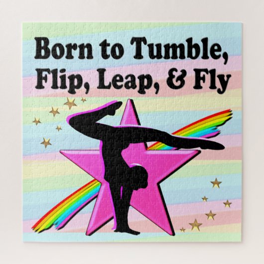 MOOI GEBOREN OM TE TUMMBLE GYMNAST DESIGN LEGPUZZEL (Verticaal)