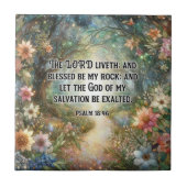 Mooi gebrandschilderd bloemend woud Psalm Tegeltje (Voorkant)