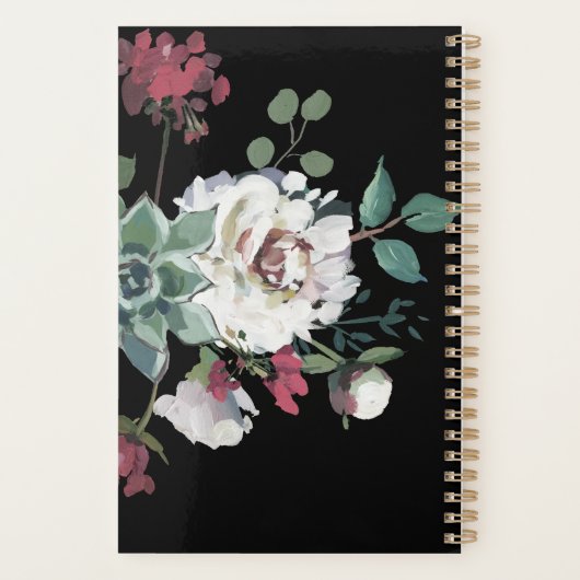 Mooi gedempt bloemenboeket met monogram planner (Achterkant)