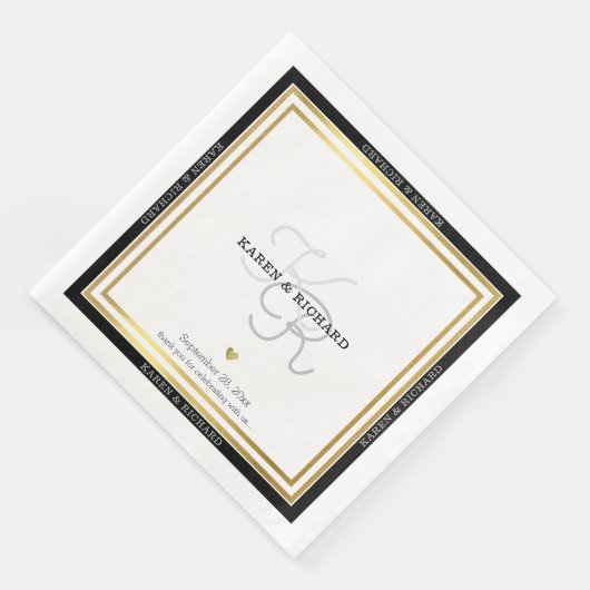 Mooi gedetailleerd monogram huwelijksreceptie / wi servet (Hoek)