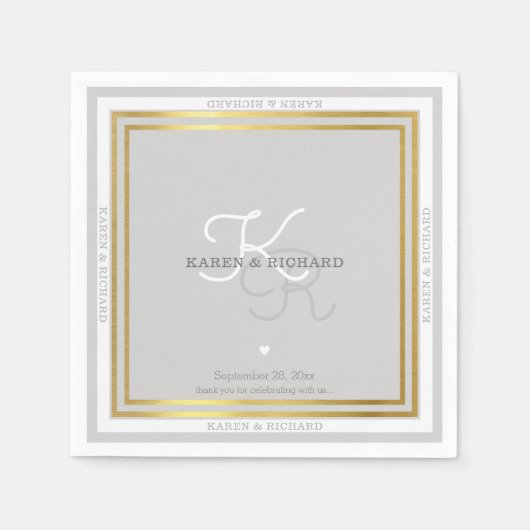 Mooi gedetailleerde monogrammed bruiloft receptie servetten (Voorkant)