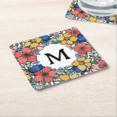 Mooi Geel Blauw Koraal Monogram Kartonnen Onderzetters (Schuin)