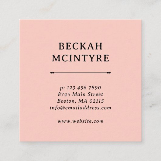 Mooi Geel Blauw Koraal Monogram Vierkante Visitekaartje (Achterkant)