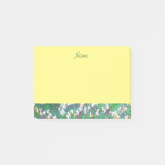 Mooi Geel Bloemontwerp met Lily Border Post-it® Notes (Voorkant)