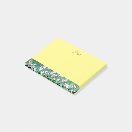 Mooi Geel Bloemontwerp met Lily Border Post-it® Notes (Schuin)
