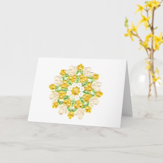 Mooi geel en wit gewatteerd bloemontwerp kaart (Gele Bloem)