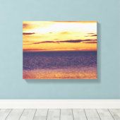 Mooi Geel Golden Sunset Ocean Zee ontworpen Canvas Afdruk (Insitu (Houten vloer))