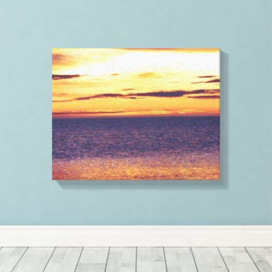 Mooi Geel Golden Sunset Ocean Zee ontworpen Canvas Afdruk (Insitu (Houten vloer))