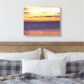 Mooi Geel Golden Sunset Ocean Zee ontworpen Canvas Afdruk (Insitu (Slaapkamer))