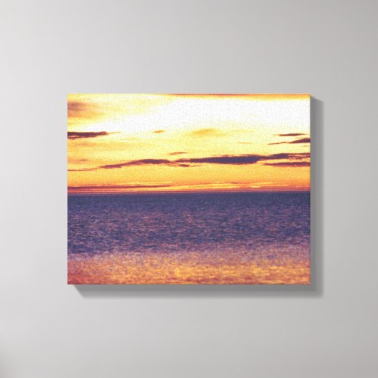 Mooi Geel Golden Sunset Ocean Zee ontworpen Canvas Afdruk (Voorkant)
