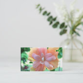 Mooi geel, Oranje en Roze Hibiscus-ventilator Visitekaartje (Staand voorkant)