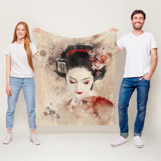 Mooi Geisha Portret Fleece Deken (In situ)