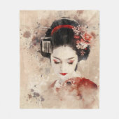 Mooi Geisha Portret Fleece Deken (Voorkant)