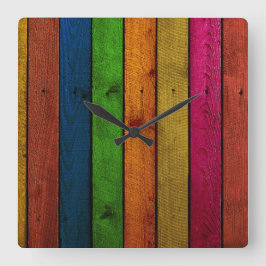 mooi gekleurde houten planken vierkante klok