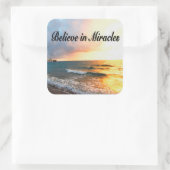 MOOI GELOOF IN WONDEREN ZONSOPGANG ONTWERP VIERKANTE STICKER (Tas)